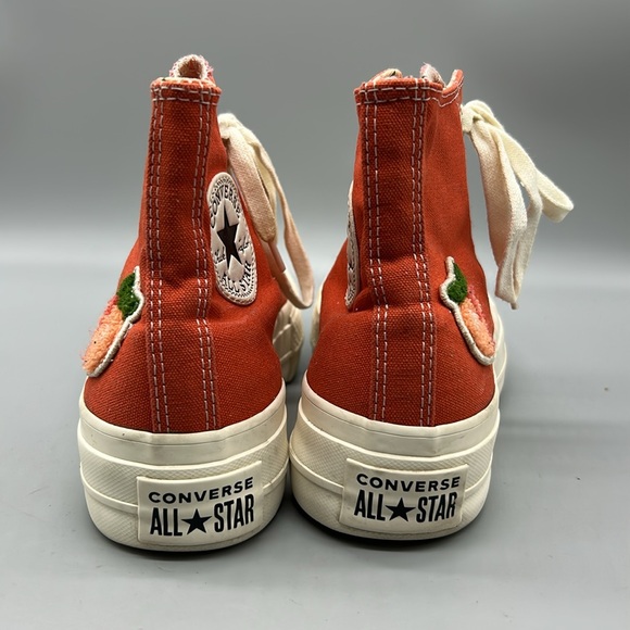 🍑Converse Lift Platform Hi Top 'Peaches' with Embroidery Peach Patch🍑 - Picture 7 of 9